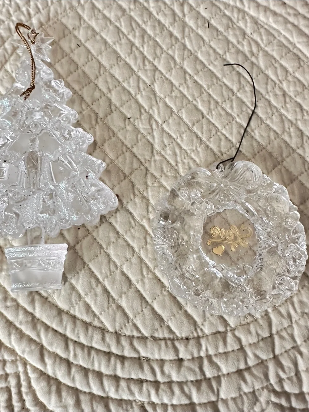 Lot of 2 acrylic Christmas tree ornaments
